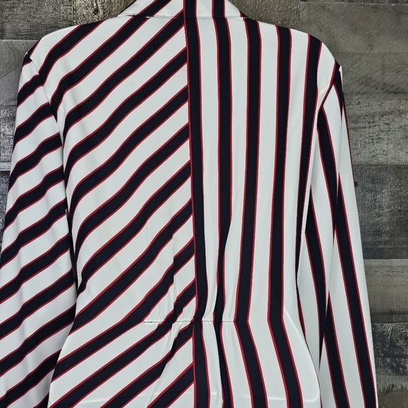 TOMMY HILFIGER Women Striped Front-Tie Buttondown Shirt Long Sleeve | L - Picture 9 of 11